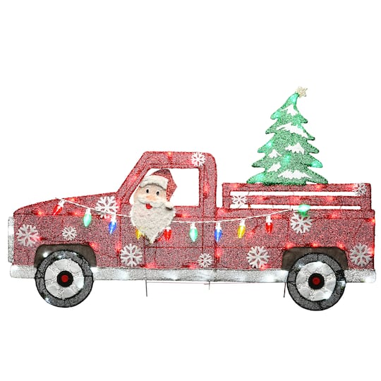 27'' Pre-Lit Santa in Red Truck Decoration